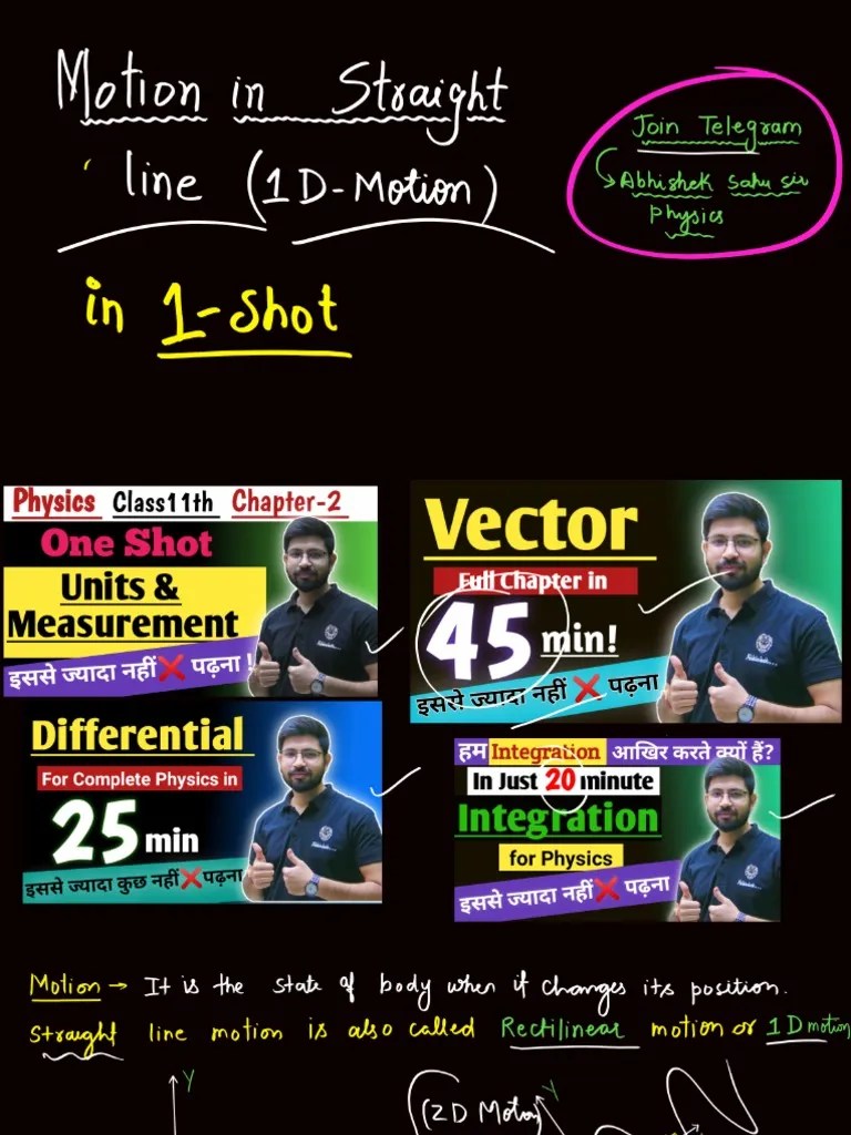 Motion In Straight Line One Shot Abhishek Sahu Sir | PDF
