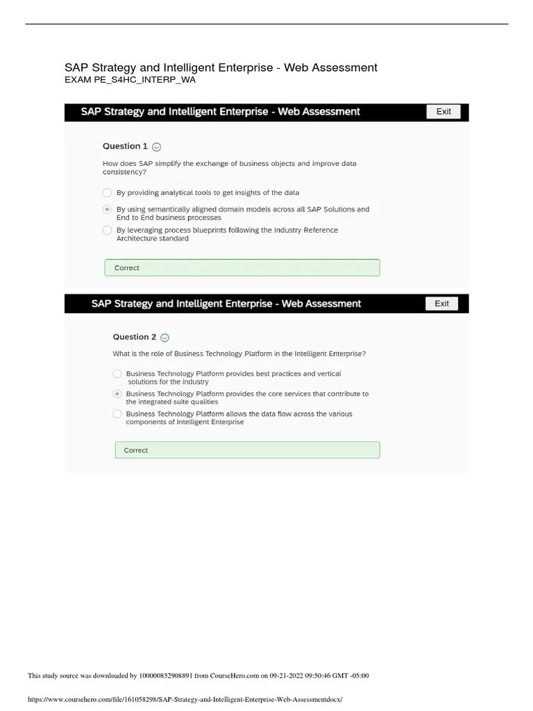 SAP Strategy And Intelligent Enterprise Web Assessment | PDF