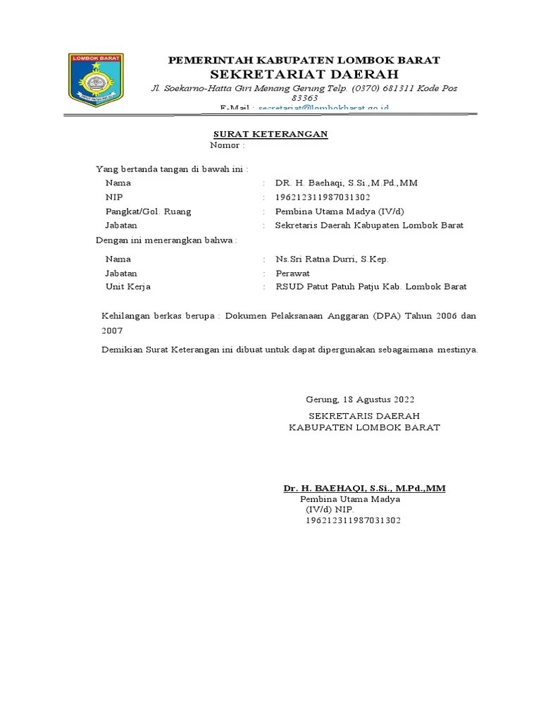 Surat Kehilangan | PDF