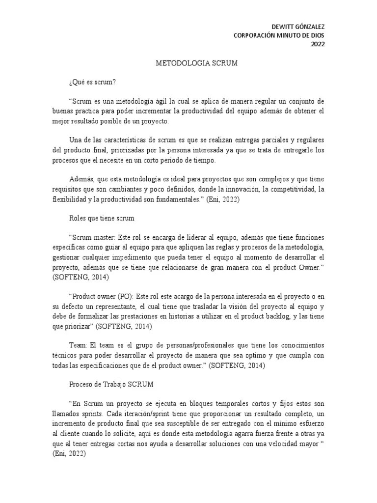 Metodologia Scrum | PDF | Scrum (desarrollo De Software) | Ingeniería ...