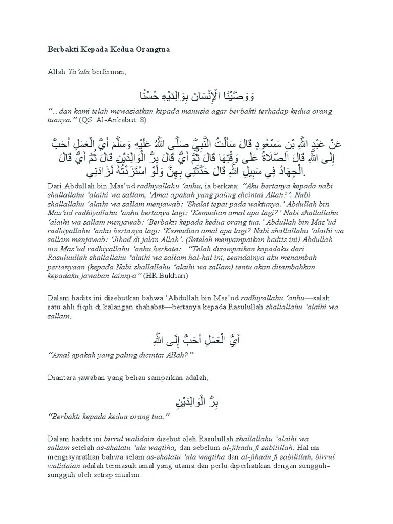 Berbakti Kepada Kedua Orangtua | PDF