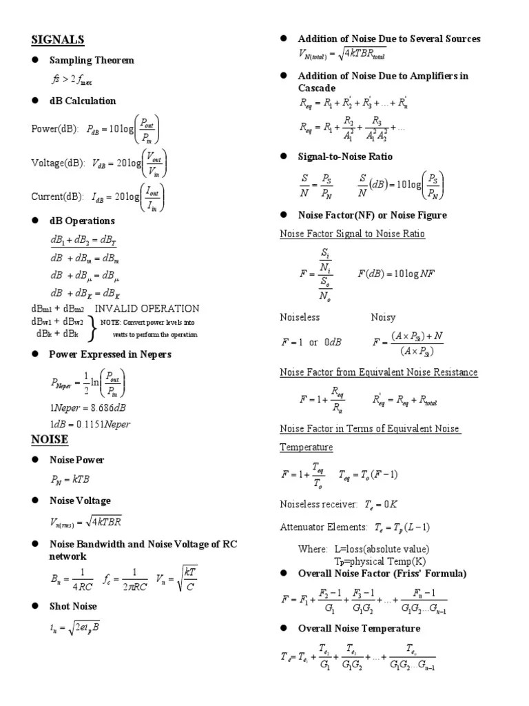 1signals And Noisess | PDF | Decibel | Signal Processing