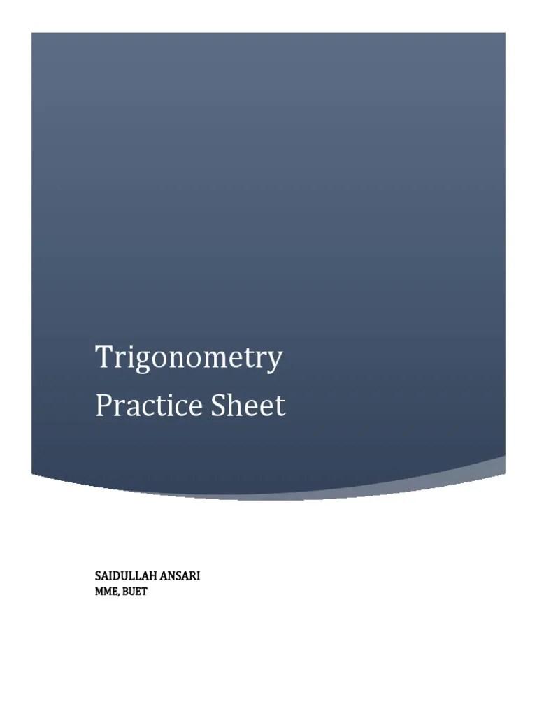 Trigonometry Practice Sheet | PDF