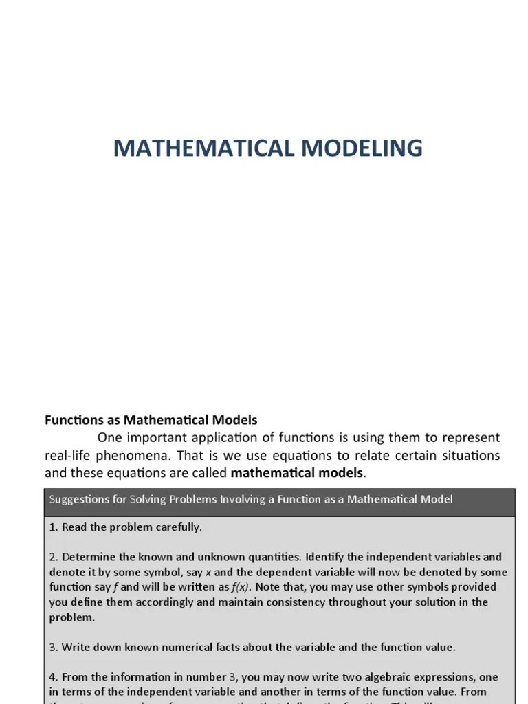 Math Models | PDF | Variable (Mathematics) | Equations