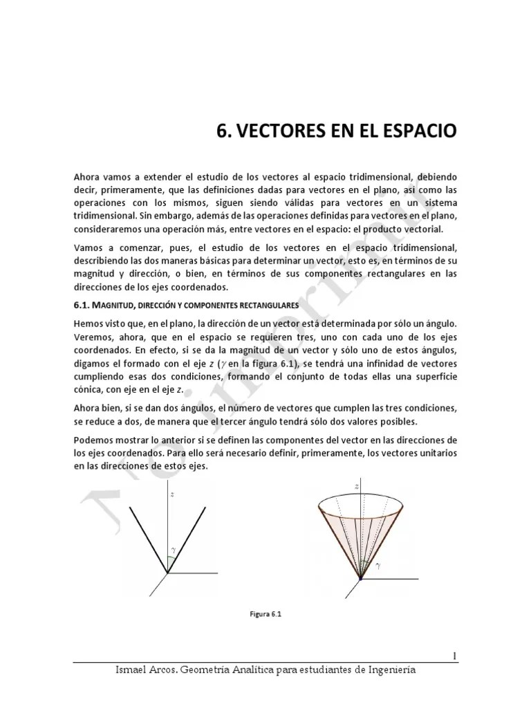 6 Vectores En Espacio 2020 | PDF | Vector Euclidiano | Geometria Plana)