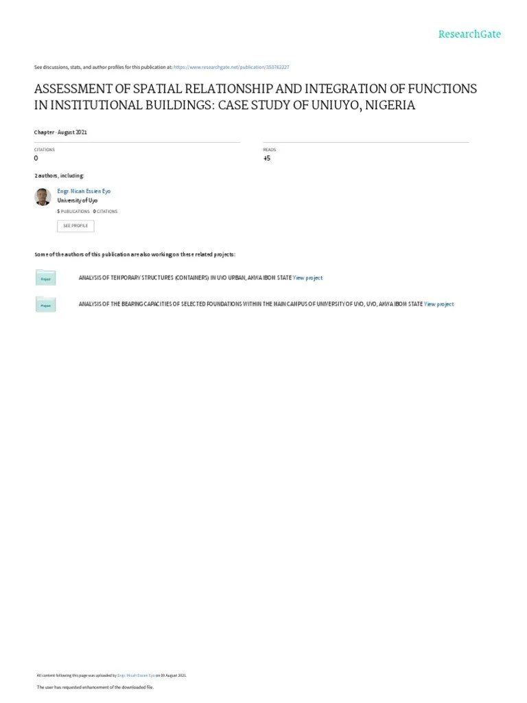 Assessment Of Spatial Relationship And Integration Of Functions In ...