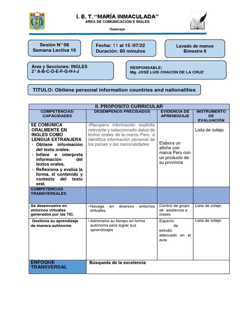 Sesion De Aprendizaje #08 | Descargar Gratis PDF | Evaluación | Aprendizaje