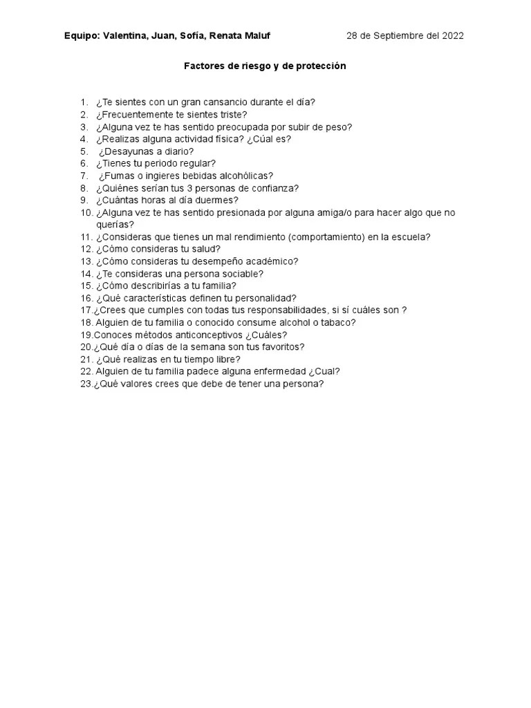 Factores De Riesgo Y De Protección | PDF