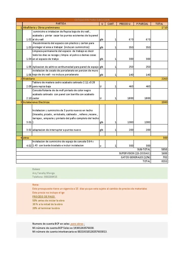 Presupuesto - De Ejecucion 03.09.2021 | Descargar Gratis PDF | Ingeniería De Edificación ...