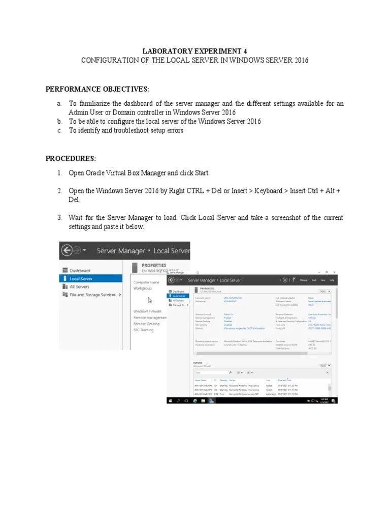 Laboratory Experiment 4 - Configuration Of The Local Server | Download ...