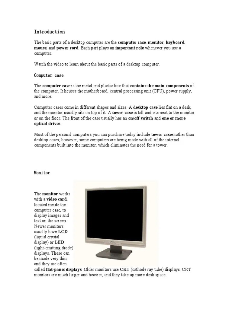 CCS Computer Basics | PDF | Computer Monitor | Computer Keyboard