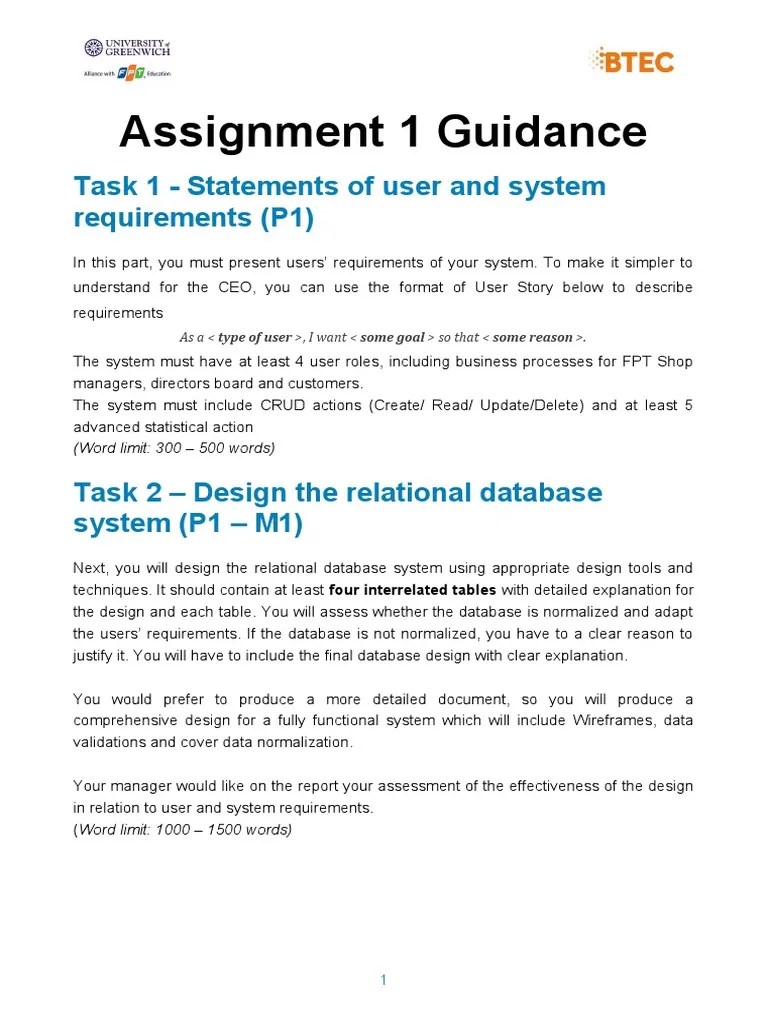 1 - Assignment 1 Guidance | PDF
