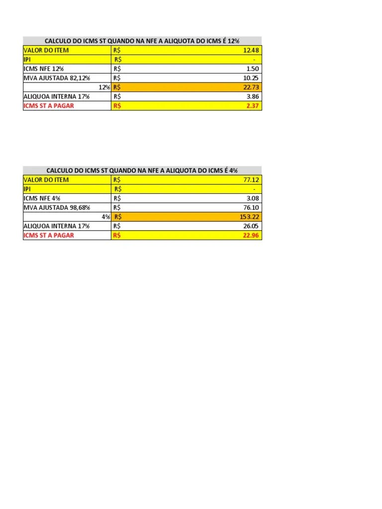 Cálculo Icms-st (6) | PDF | Motores | Freio