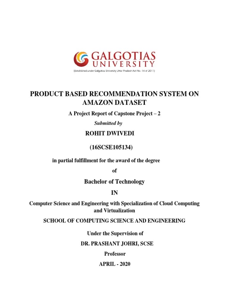 Product Based Recommendation System On Amazon Data | PDF
