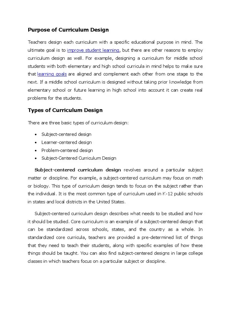 Module 2 - Types Of Curriculum | PDF | Curriculum | Philosophy Of Education