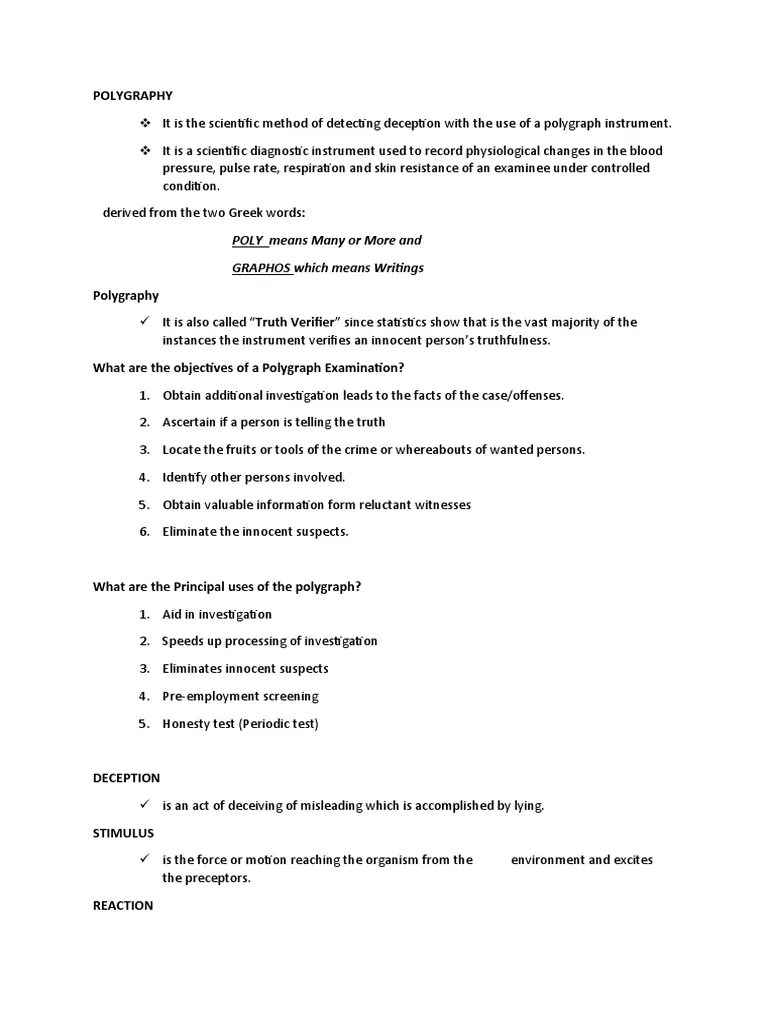 POLYGRAPHY 2022 Notes | PDF | Polygraph | Lie