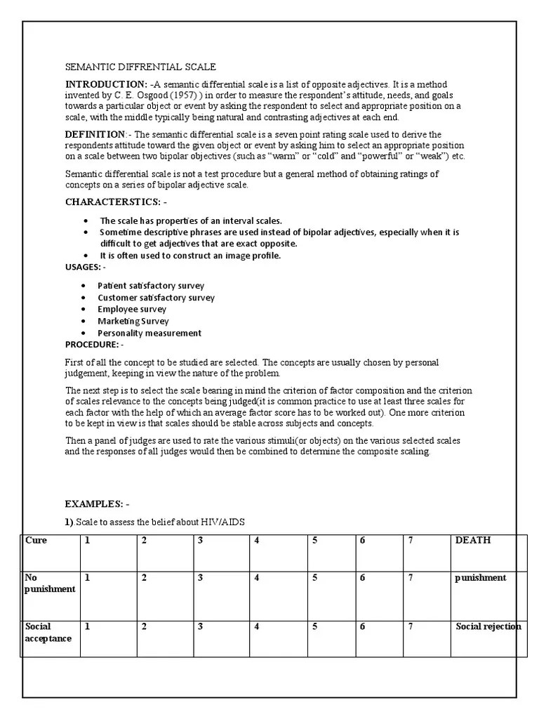 Semantic Diffrential Scale | PDF | Psychology | Cognitive Science