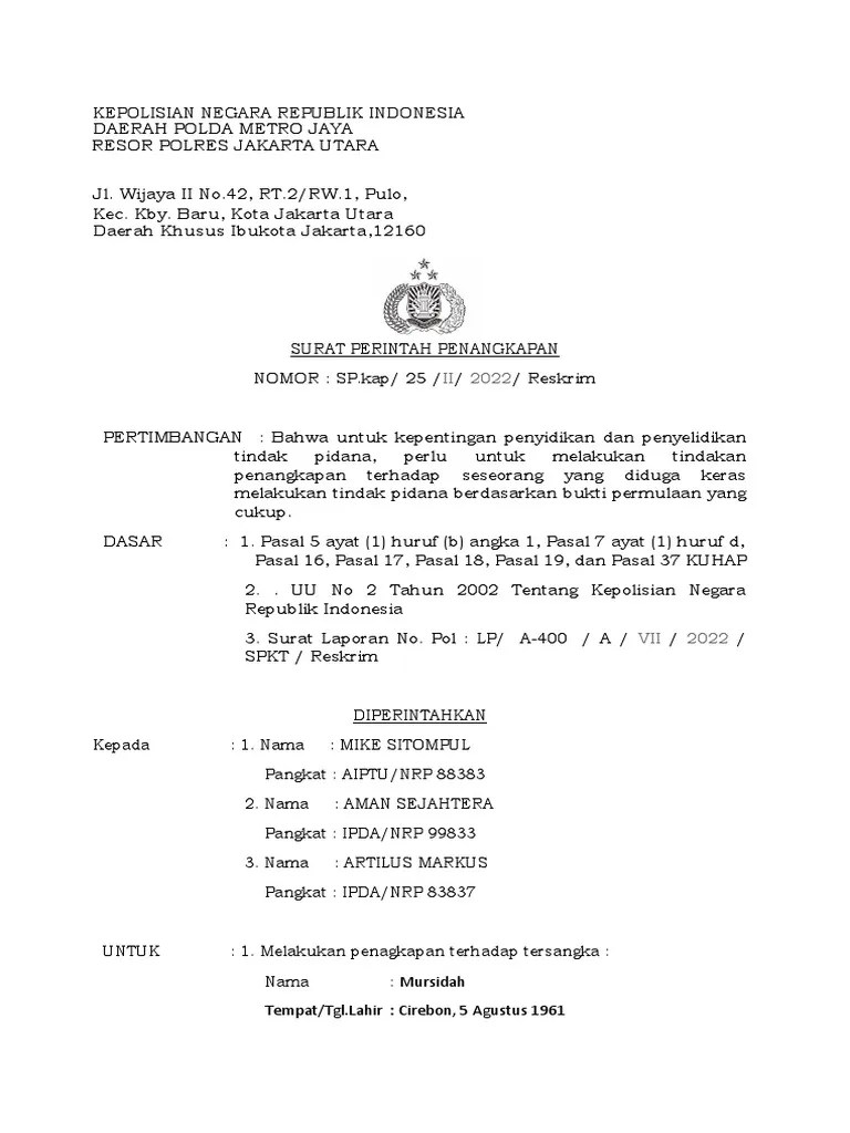 Surat Penangkapan | PDF