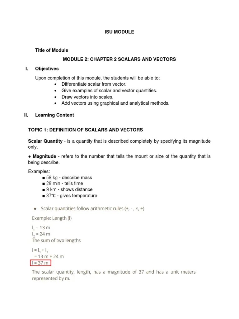 Chapter 2 Module-Vector | PDF | Euclidean Vector | Cartesian Coordinate System