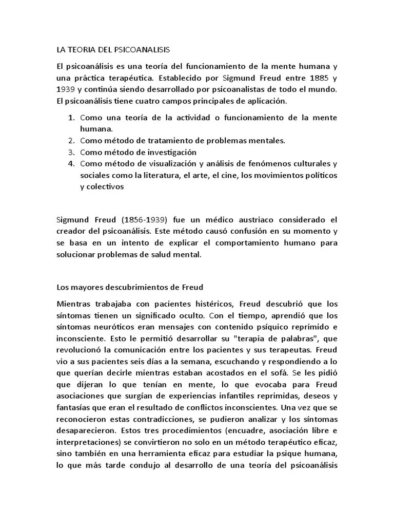 Teoria Del Psicoanalisis | PDF | Psicoanálisis | Sigmund Freud
