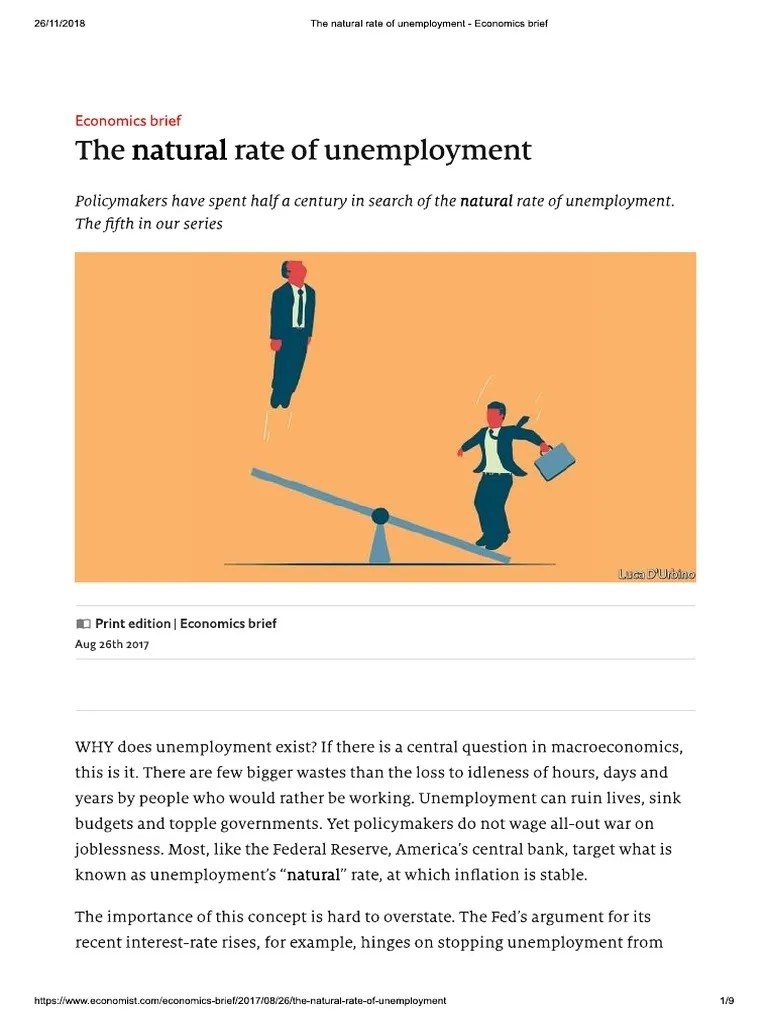 The Natural Rate Of Unemployment - Economics Brief | PDF