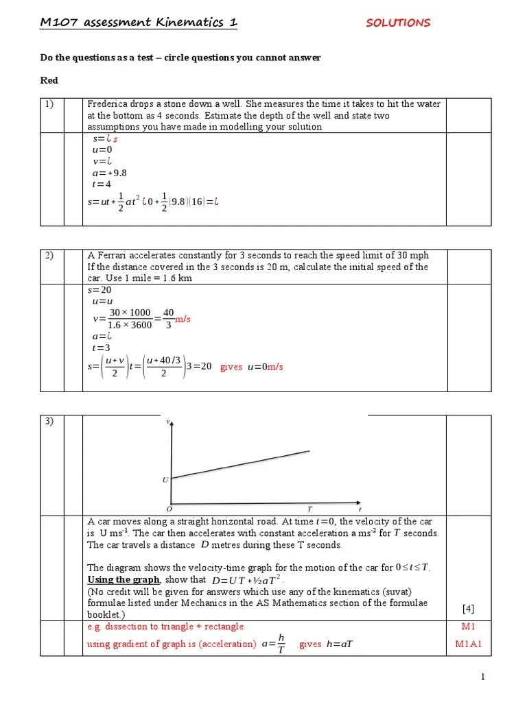Analysis Of Kinematics Problems Involving Constant Acceleration Using ...