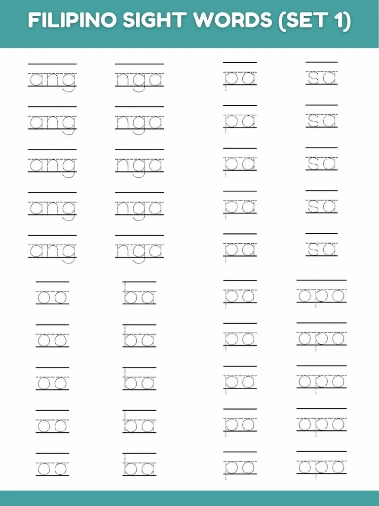 Filipino Sight Words Tracing | PDF