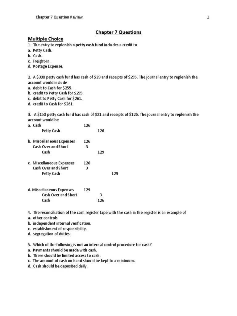 Chapter 7 Question Review 11th Ed | PDF | Cheque | Debits And Credits