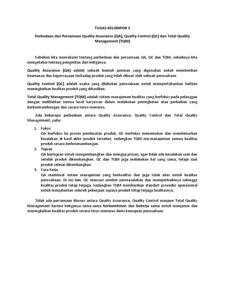 QA, QC Dan TQM | PDF