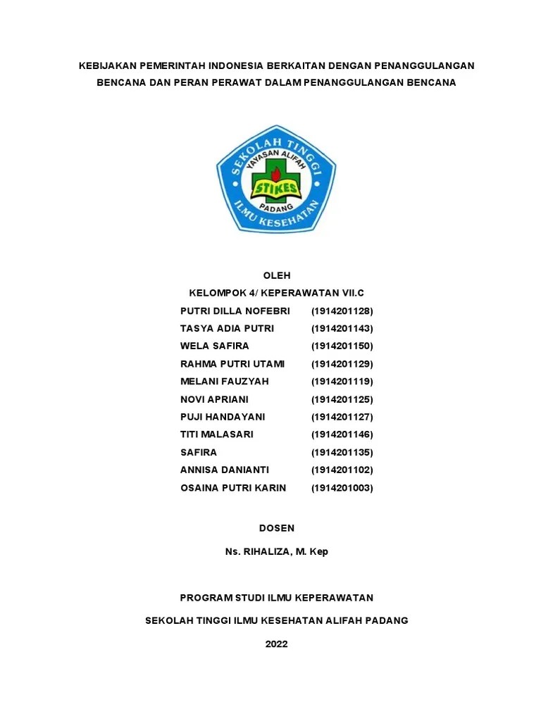 Kebijakan Pemerintah Indonesia Berkaitan Dengan Penanggulangan Bencana Dan Peran Perawat Dalam ...