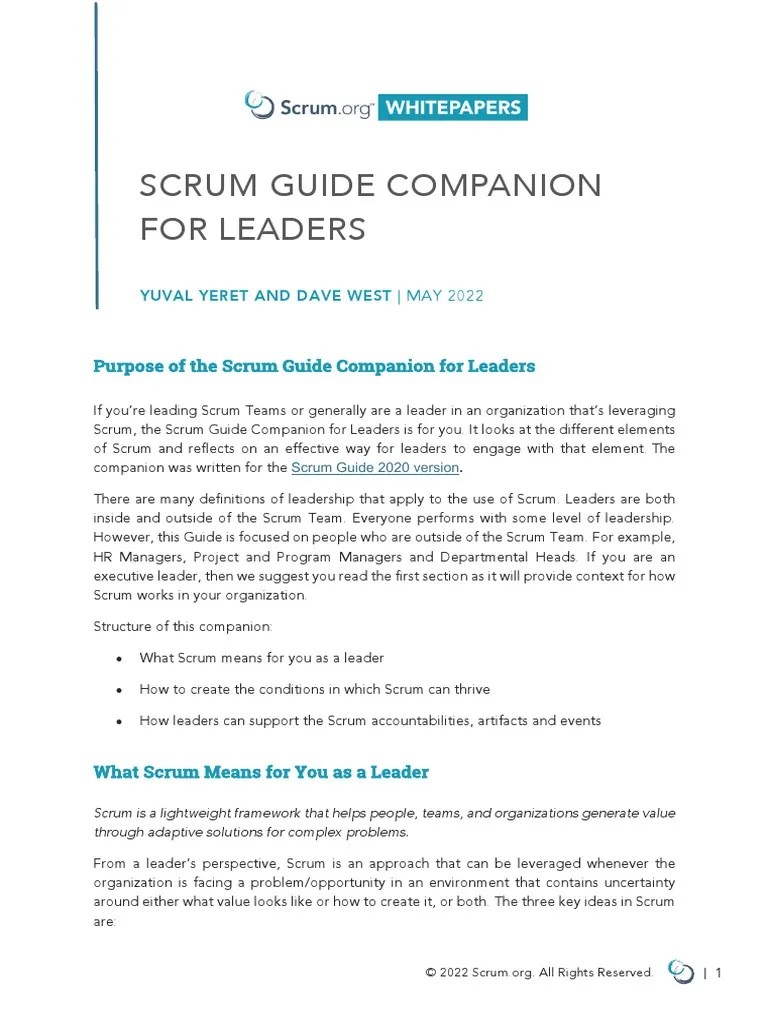 Scrum Guide Companion For Leaders | PDF