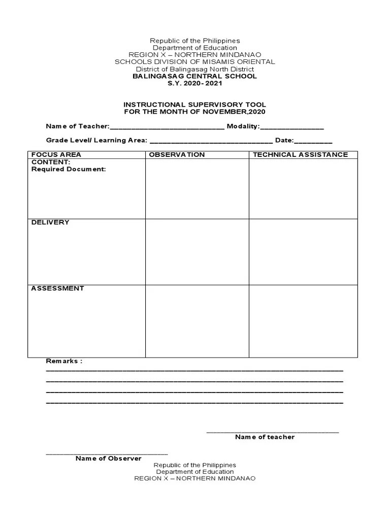 Supervisory Tool | PDF | Learning | Pedagogy