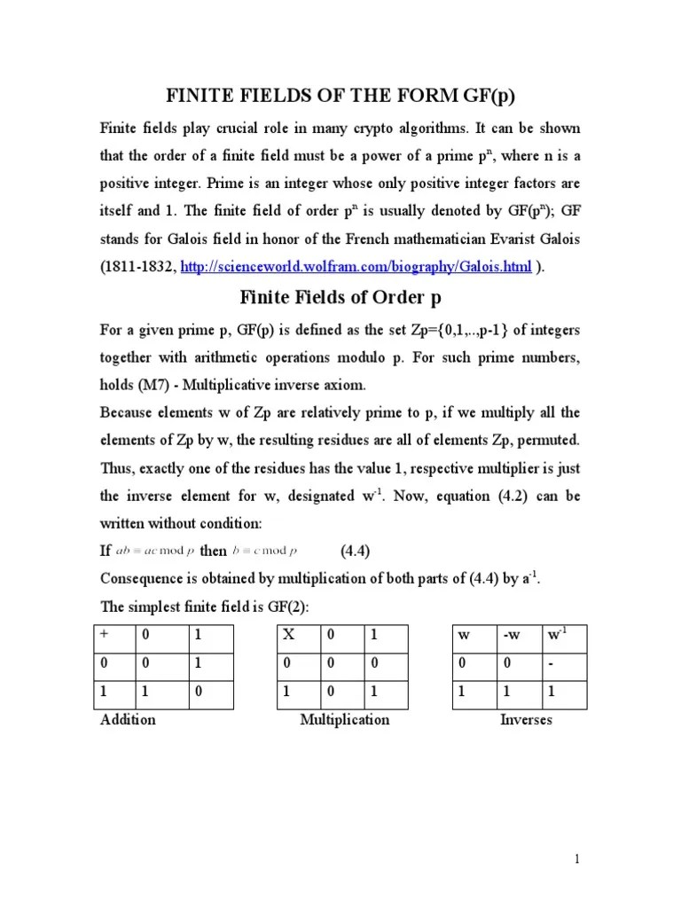 Finite Fields Of The Form GF | PDF | Polynomial | Field (Mathematics)