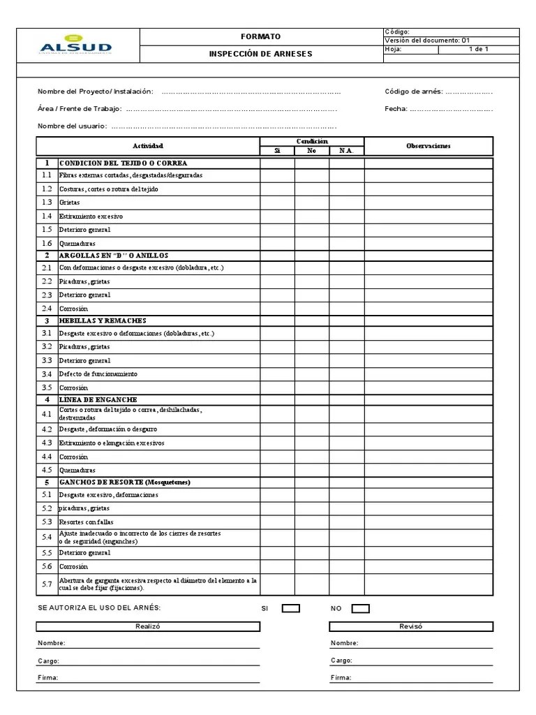 Inspeccion De Arnes | PDF