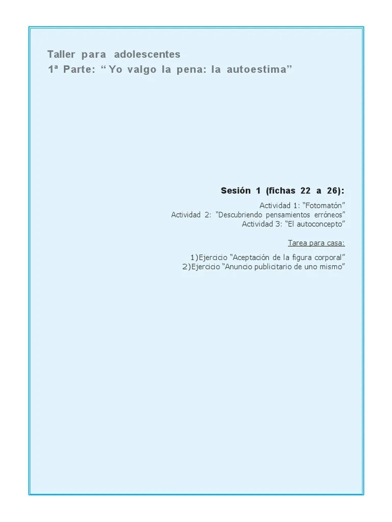 Taller De Autoestima | PDF | Autoestima | Conceptos Psicologicos