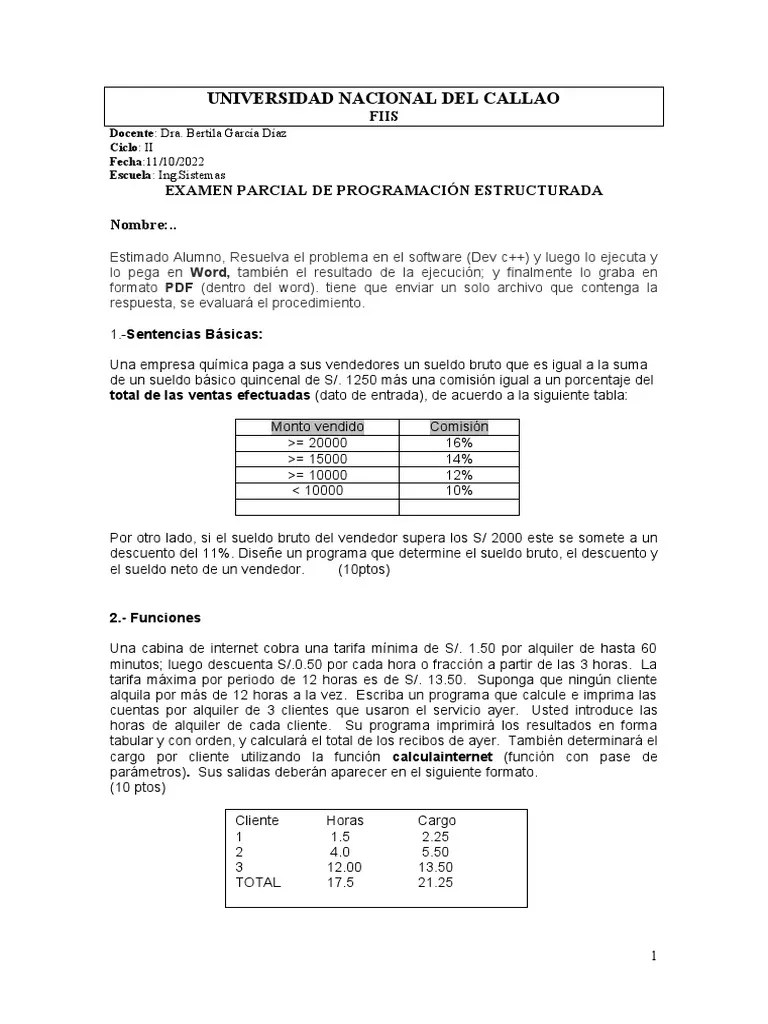 Parcial Programacion | PDF | Prueba (evaluación) | Ciencias De La ...