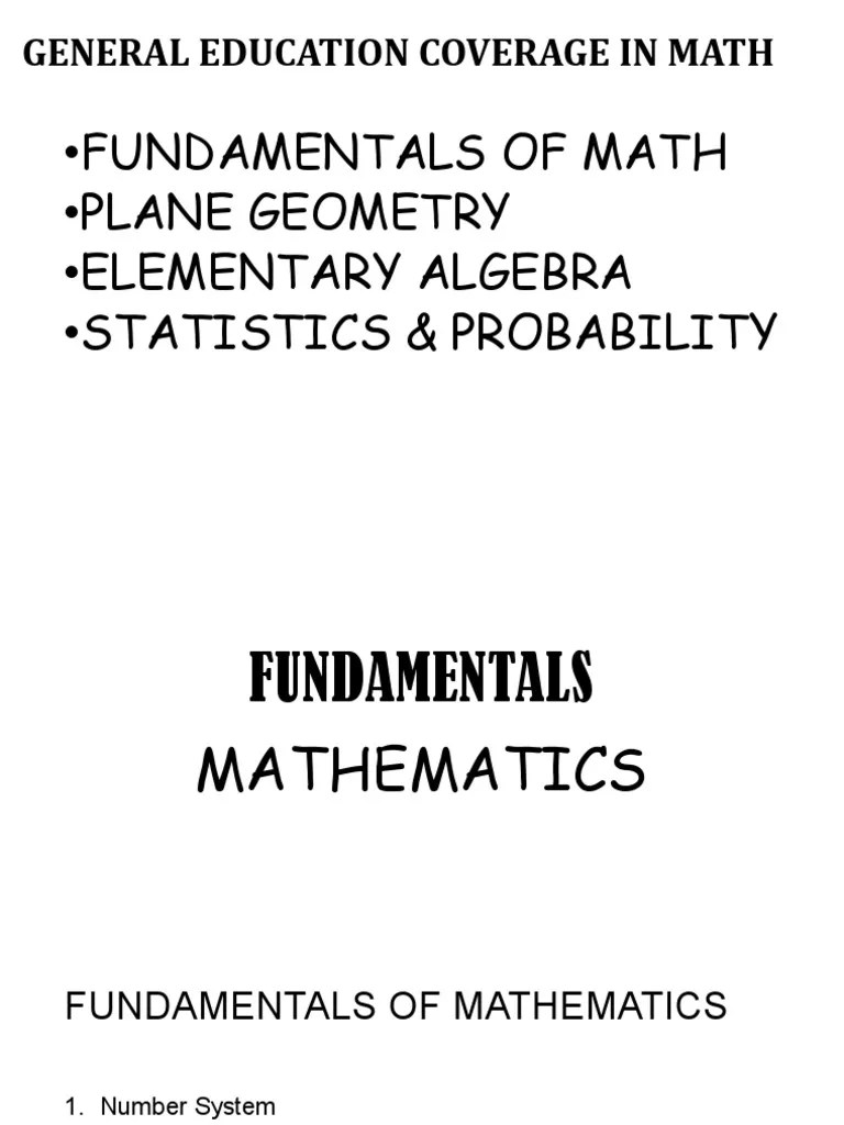 Fundamental Math 1 | PDF | Numbers | Ratio