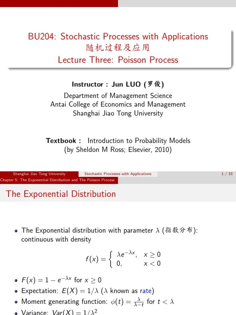Lecture03 Printed | PDF | Probability Distribution | Stochastic Process