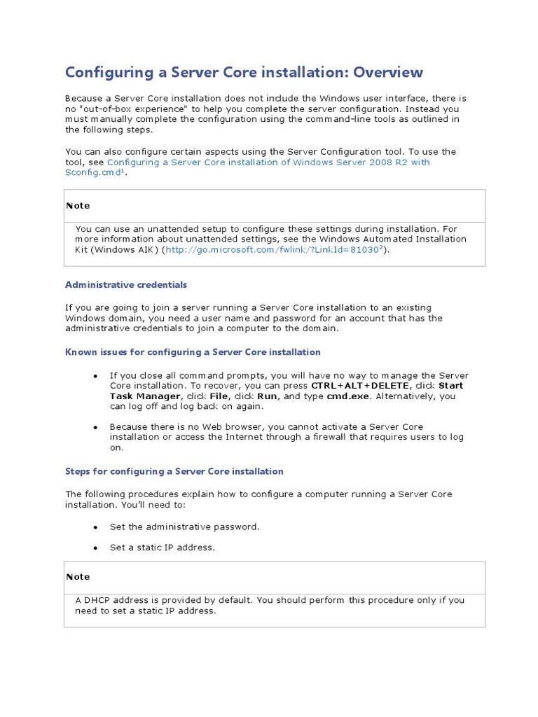 2 - Configuring A Server Core Installation | PDF | Ip Address | Domain Name