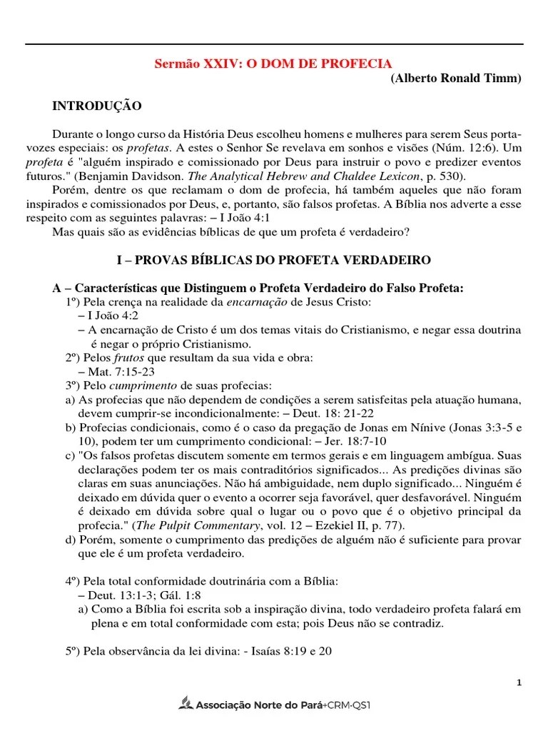 24.tema. O Dom De Profecia | PDF | Igreja Adventista Do Sétimo Dia ...