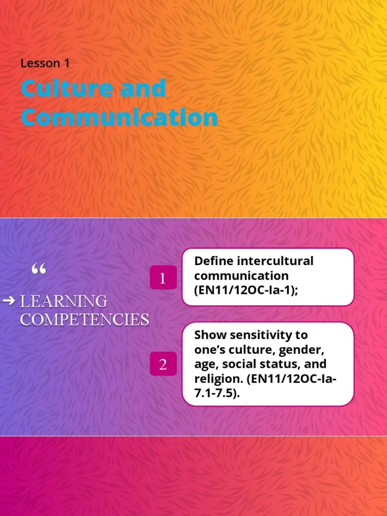 Oral Communication - Unit 2 - Lesson 1 - Culture And Communication | PDF | Cross Cultural ...