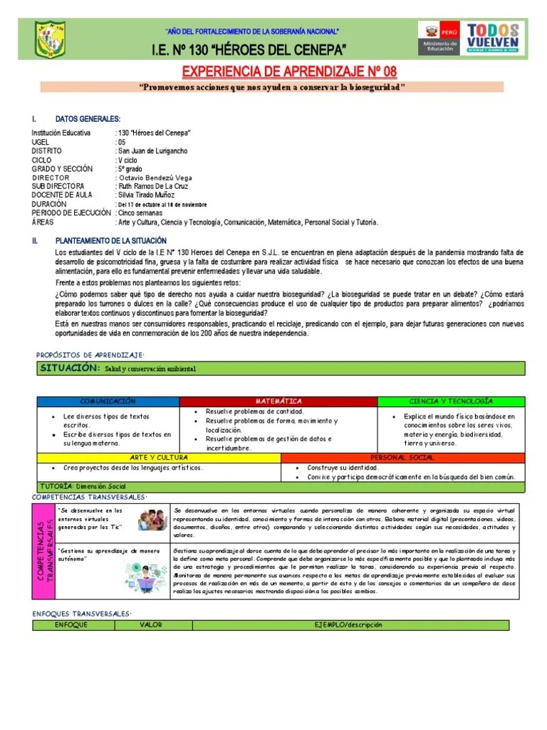 5º - Experiencia De Aprendizaje 08 | PDF | Geometría | Números