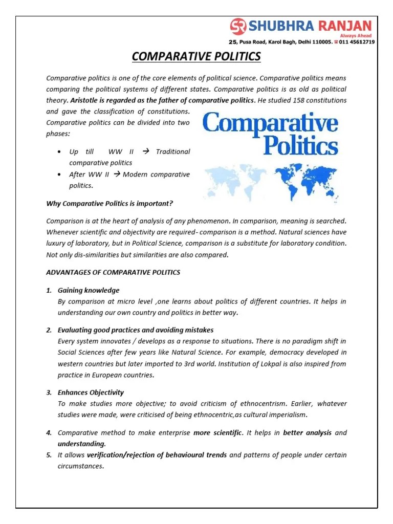 Comparative Politics Nature And Major Approaches | PDF | Sociology | System
