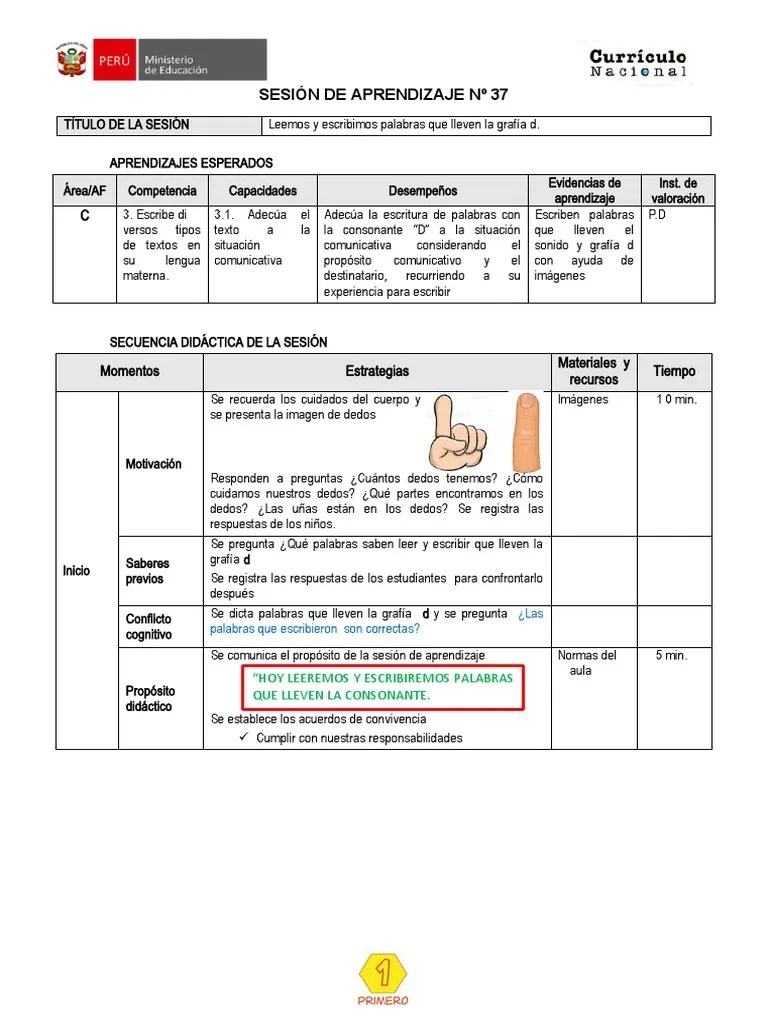 Sesion De Aprendizaje N°37 | PDF | Aprendizaje | Cognición