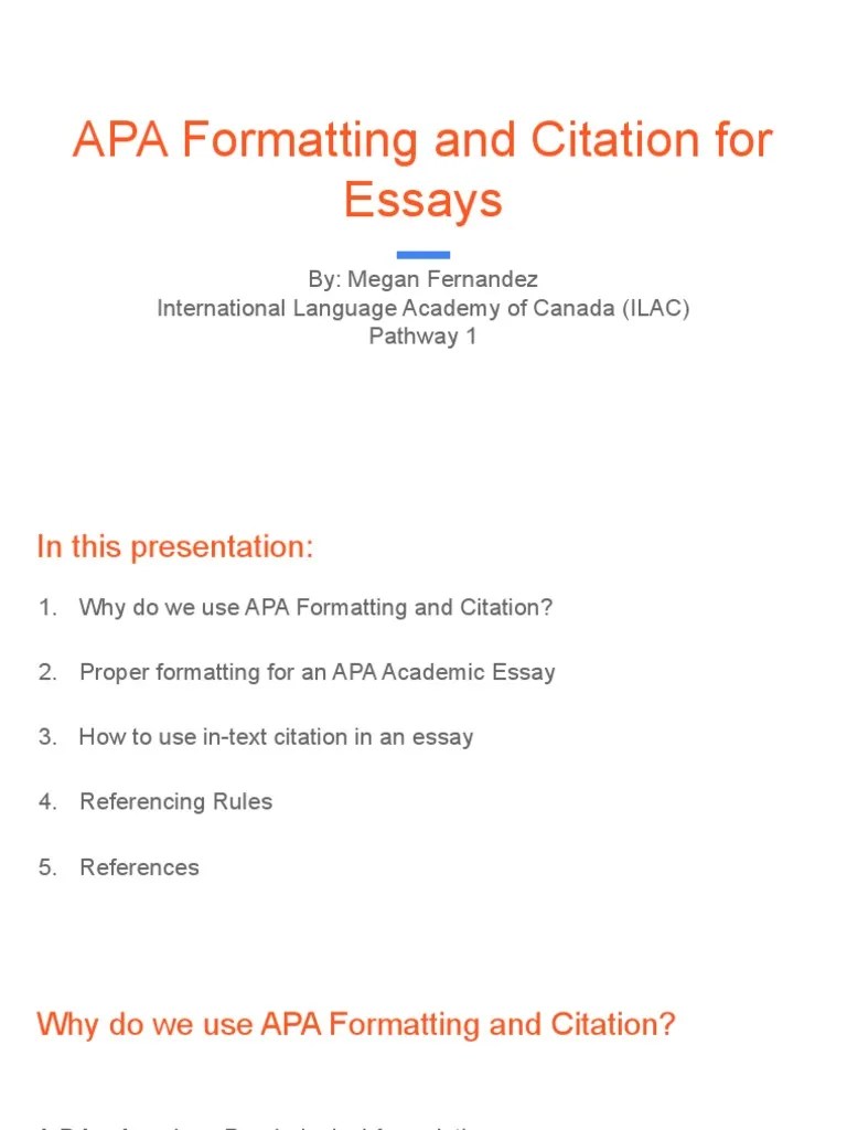 APA Formatting And Citation (For Essays) | PDF | Citation | American ...