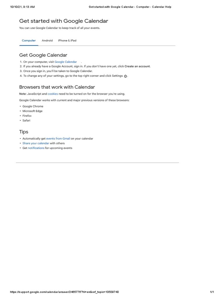 Get Started With Google Calendar - Computer - Calendar Help-Merged-Compressed | PDF | Gmail ...
