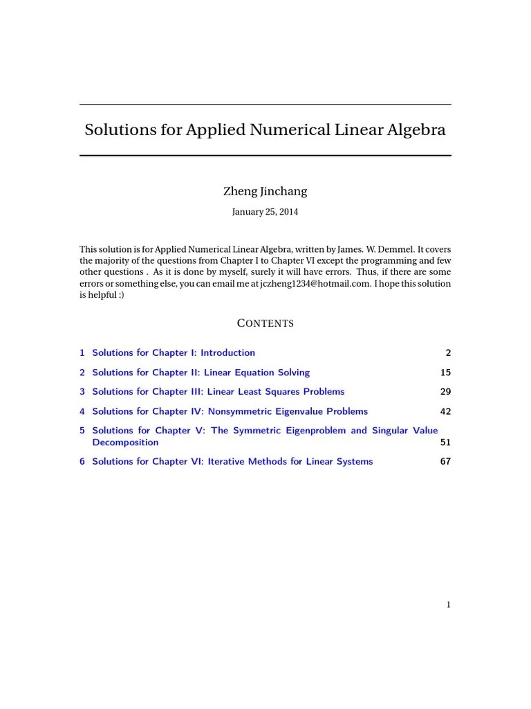 Solutions For Applied Numerical Linear Algebra PDF | PDF | Eigenvalues ...