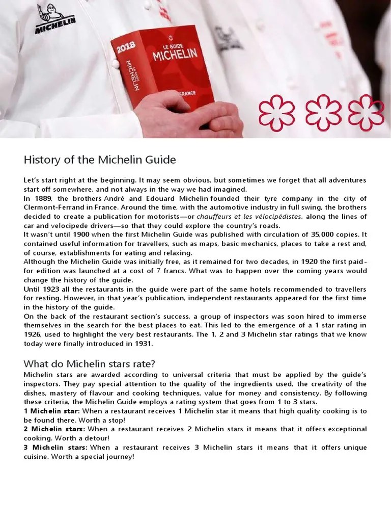 History Of The Michelin Guide | PDF | Restaurants | Food And Drink Preparation