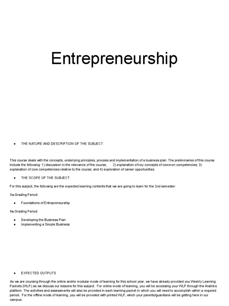Developing Entrepreneurial Mindset: An Introduction To Entrepreneurship ...