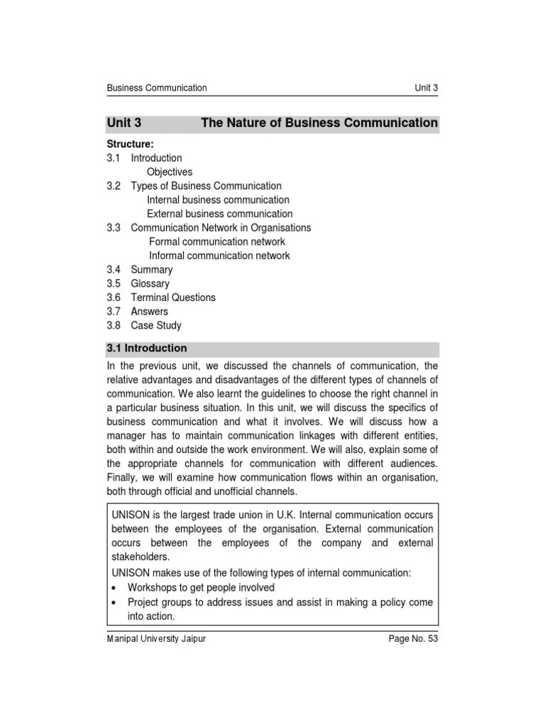 Unit 3 - The Nature Of Business Communication | PDF | Communication | Marketing